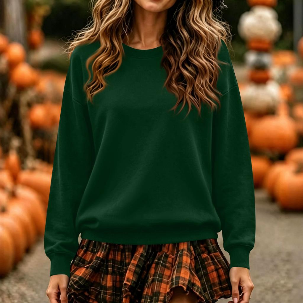 Women's Plus Size Loose Fit Neck Pullover Sweatshirt in Color for Everyday Casual Wear