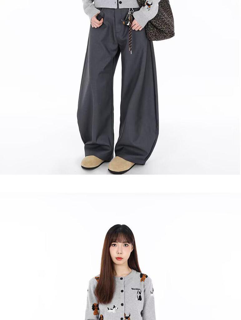 Unisex High-end Loose Straight-leg Scimitar Trousers - Spring Trendy, Floor-length Casual Pants