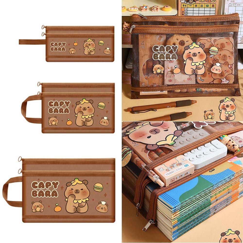 Dark Brown Capybara Bag A4/A5/A6 File Bag Cartoon Pen Bag  Back To School