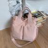 Canvas Bag Women's Large Capacity Lightweight Tote Bag Solid Color Shoulder Crossbody Bag