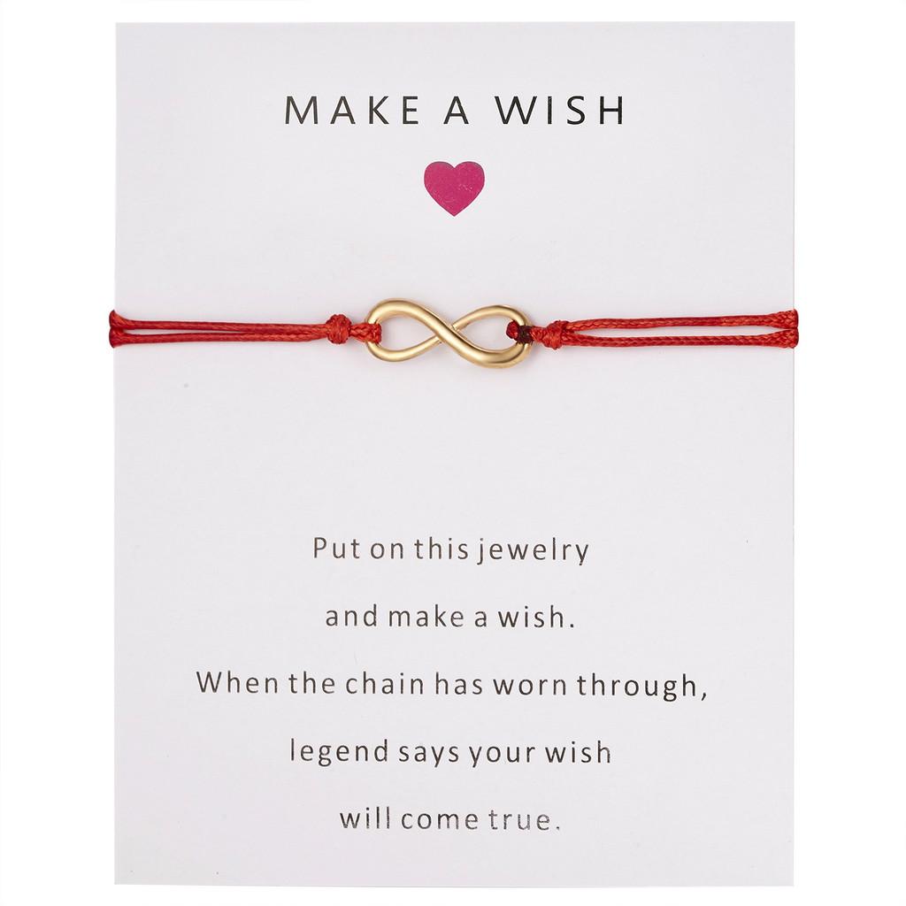 Lucky Hand String Bracelets With Heart Paper Card For Travel Gift