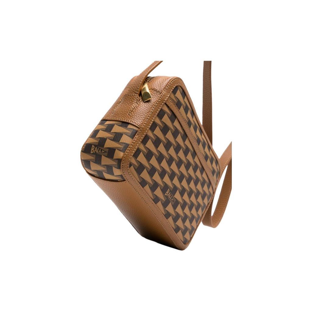 Bally Pennant Classic Logo Pattern Adjustable Shoulder Strap Crossbody Bag Men Bags Caramel-Brown 6305012