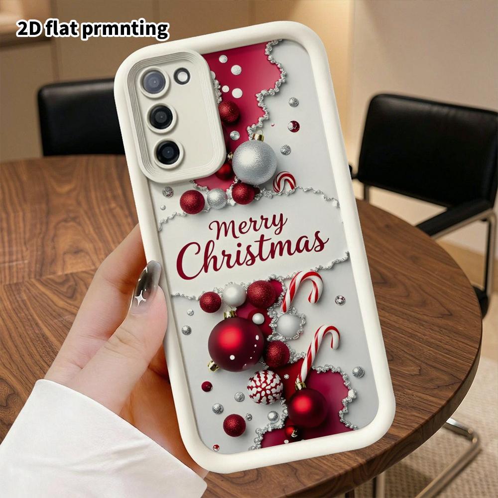 Phone Case: 2D Flat Samsung Galaxy A34 A35 M05 M06 S20 S22 S21 FE Plus 5G Tiered Protective Case, Glittering Colorful Balls, Christmas and Halloween G