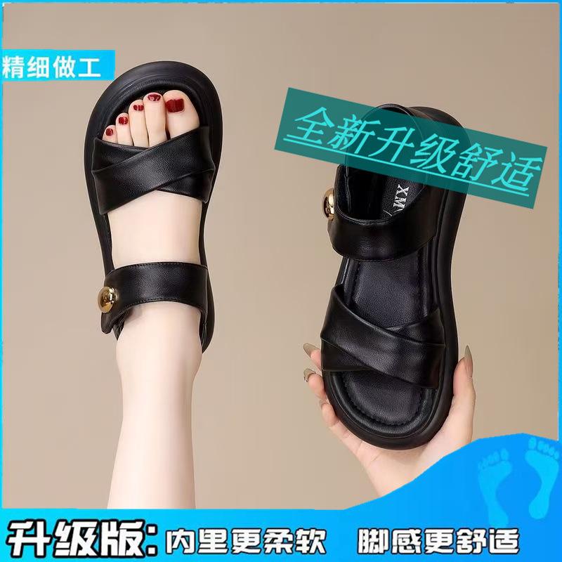 Yuechen Flat-bottomed Casual Sandals Women Wear In Summer, New Super Fire Non-slip Comfortable Soft-soled Roman Shoes