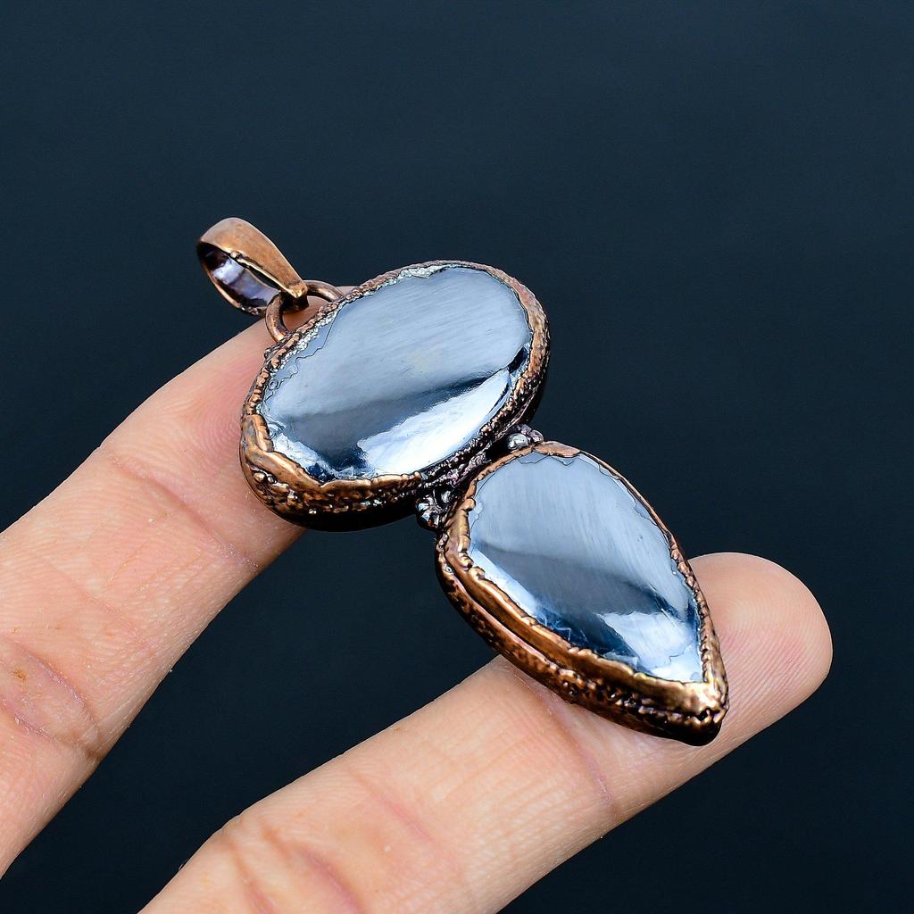 Shungite Pendant, Copper Electroformed Gemstone Jewelry, Handmade Pendant, For Thanksgiving