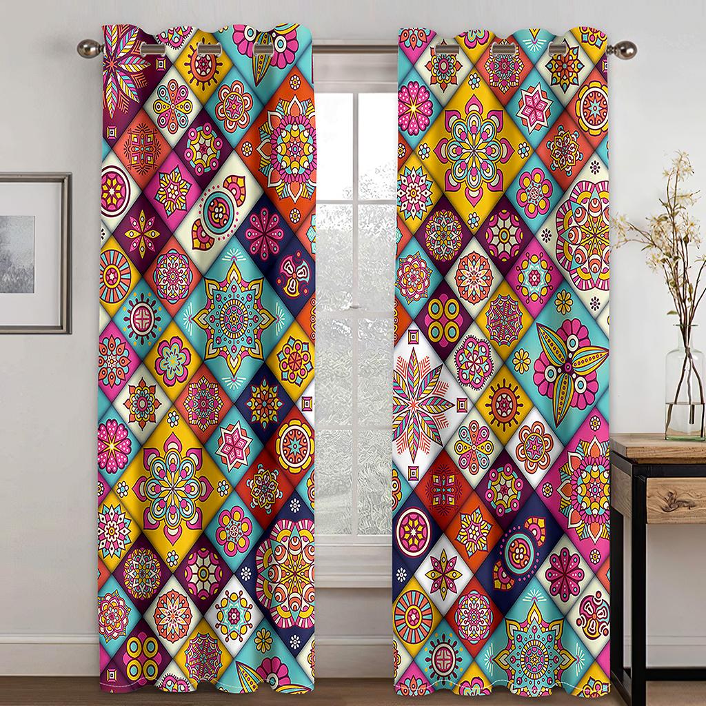 3D Bohemian Style Mandala Curtains 2 Panel Luxury Living Room Bedroom Den Kitchen Home Decor Curtains
