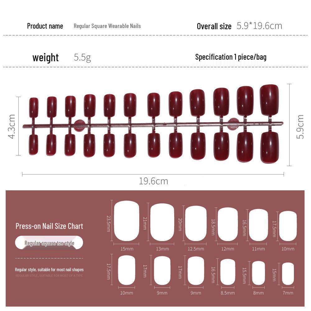 Einfarbige Vollabdeckung Nagelkunst-Patches – 24-teilige quadratische künstliche Nägel