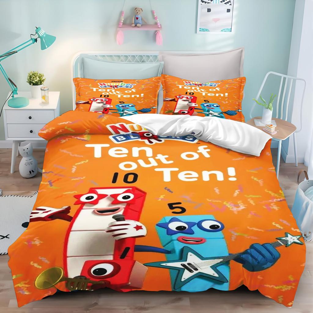 Cute Numberblocks Duvet Cover  Bedding Set Educational Cartoon Number Print Microfiber Quilt Cover For Children Bedroom