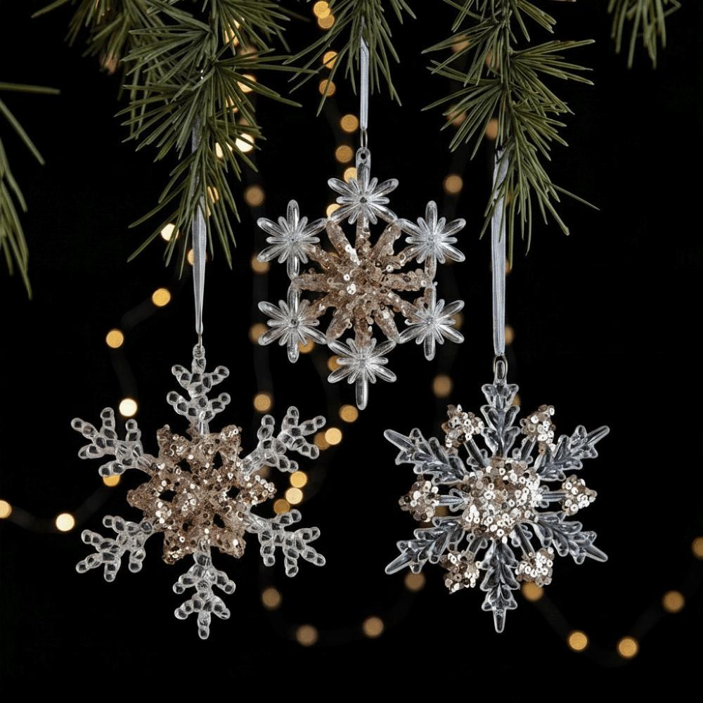 3Pcs DIY Christmas Ornament Set Acrylic Christmas Hanging Ornaments New Year Party