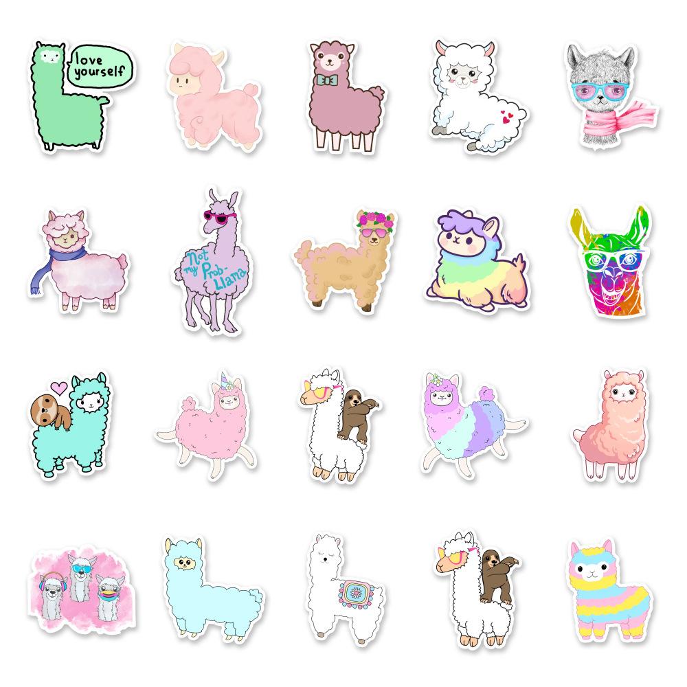 50 Cute Cartoon Animals Alpaca 2 Laptop Suitcase Water Cup Doodle Decorative Stickers