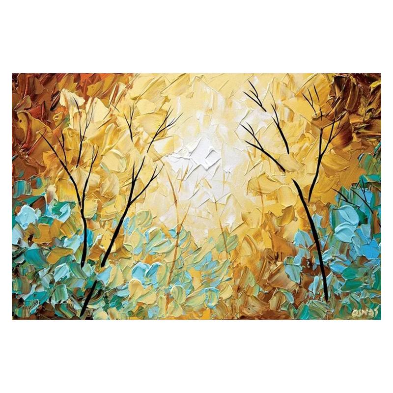 Nordic Kunst Baum Blumen Landschaft Leinwand Kunst Poster und Drucke Abstrakte Ölgemälde Wand Bilder für Wohnzimmer Wohnkultur