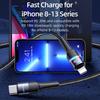 USAMS 6A USB Type C Cable LED Indicator Lightning Cable For iPhone 13 12 Huawei Samsung Xiaomi Mobile Phone PD 100W Fast Charger