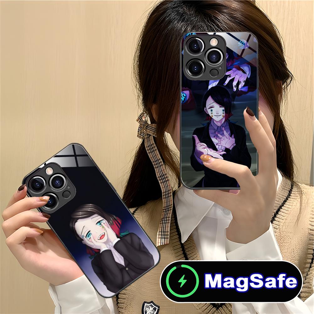 Demon Slayer Enmu Tamio Phone Case for iPhone 16 15 14 13 12 11 Pro Max Plus Mini MagSafe Glass Colour Printing Luxury Cover