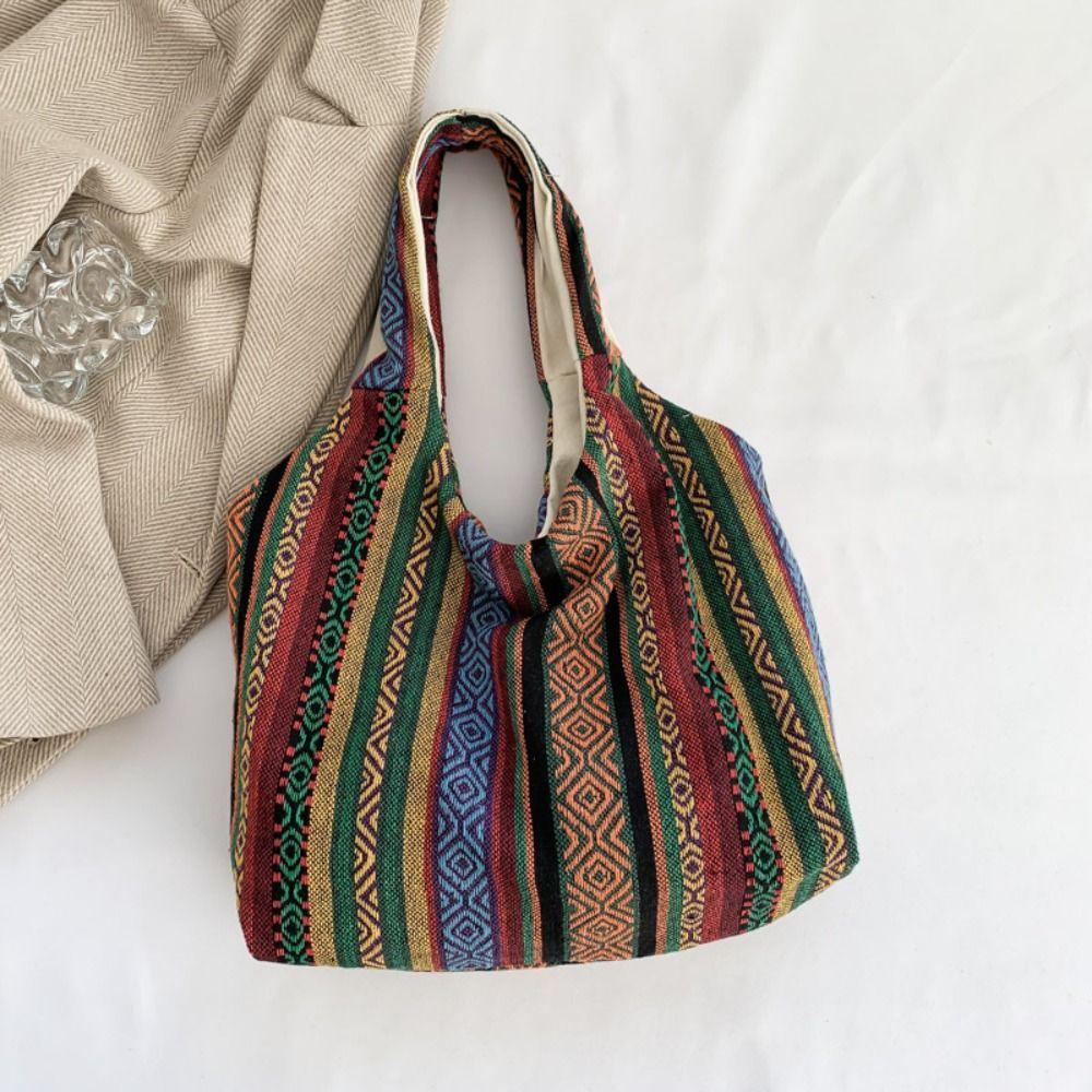 

Canvas Ethnic Style Handbag Messenger Bag Retro Shoulder Bag All-match Bohemian Tote Bag Travel