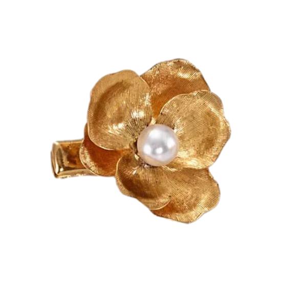 Women Hairpin Imitation Pearl Flower Decor Hair Clip French Retro Style Side Bang Hair Pin Hair Accessories