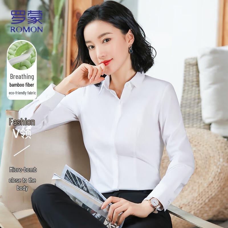 Romon Women s Slim-Fit Business Long-Sleeve Shirt 2XL