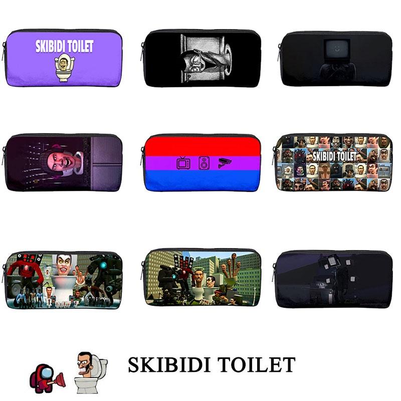 Toilet Skibidi Single Layer Zippered Pencil Case Tv Man Stationery Box Students