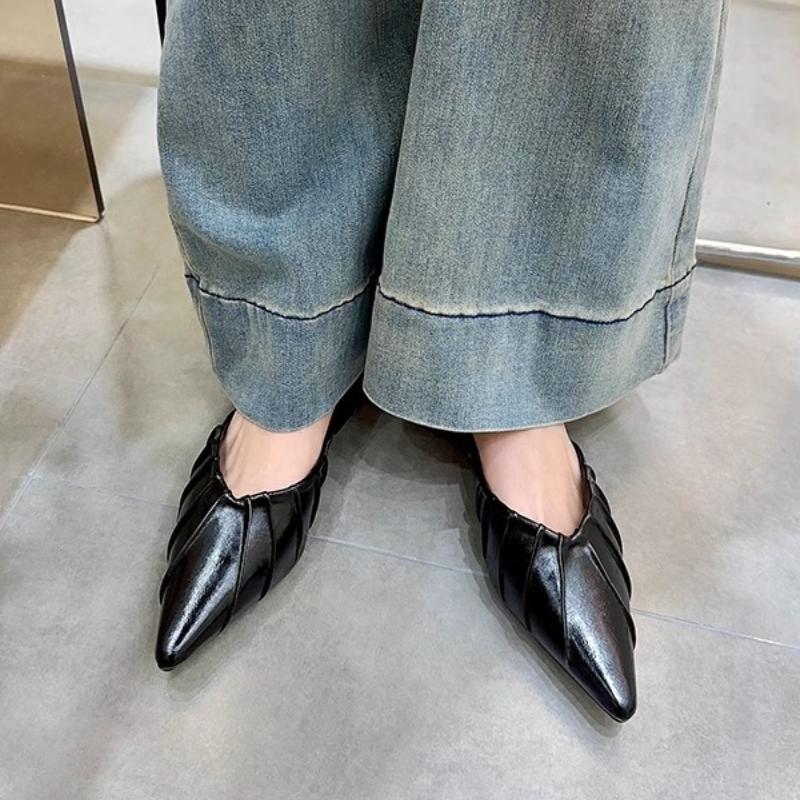 

Модные женские шлепанцы с острым носком, с ремешком на пятке, сексуальные элегантные мюли, модные женские сандалии 2025 лето, шлепанцы, роскошная женская обувь 35 чёрный