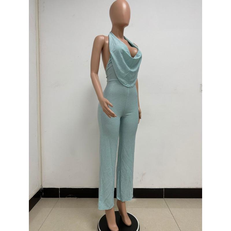 Dame sommerjumpsuit med halterneck og ermeløs passform