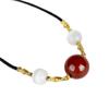 Red Agate Cinnabar Acacia Bean Necklace with Cat's Eye Gold Thread Clavicle Chain.