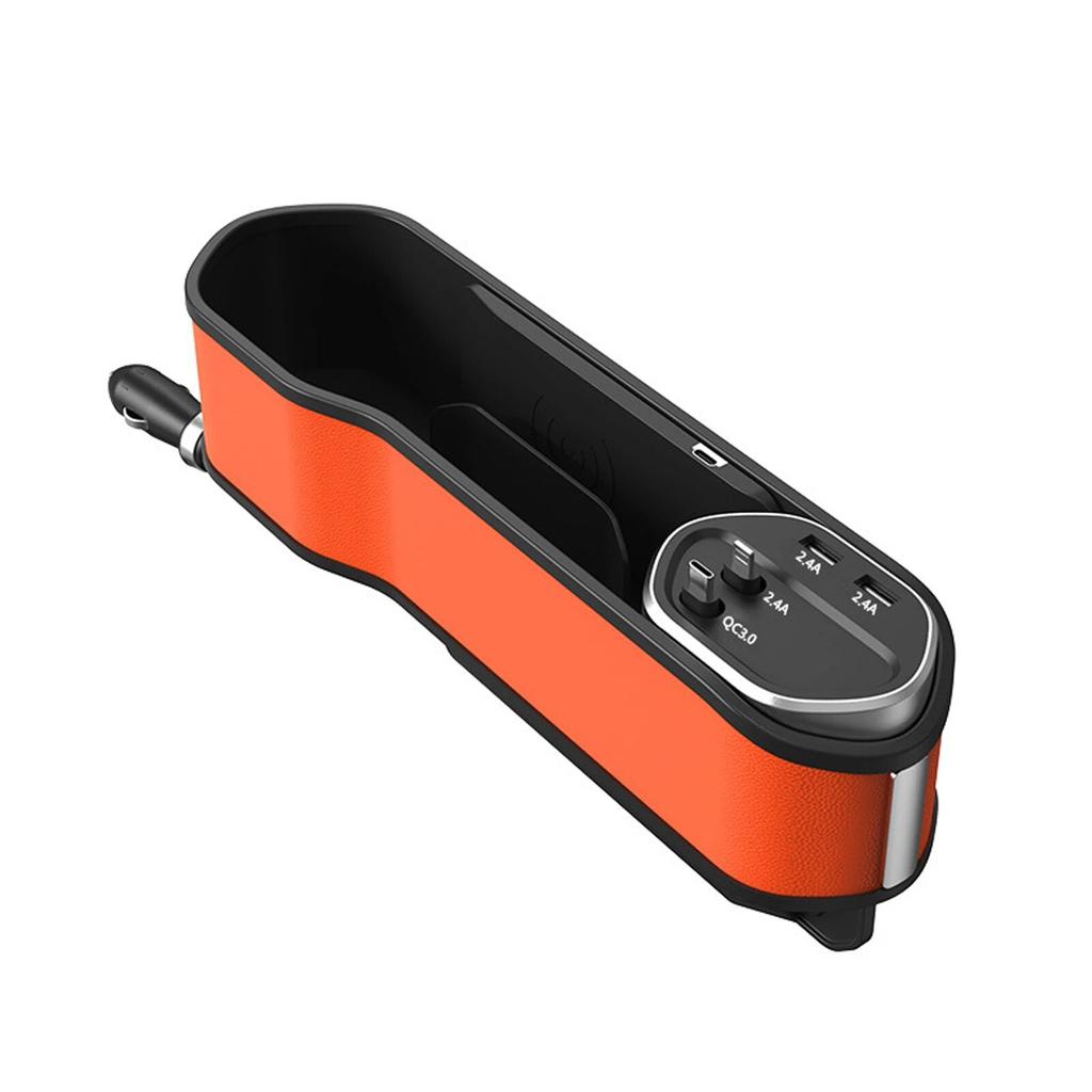 Car Seat Storage Box, Car Seat Slot Storage Box, In-Car Mobile Phone Wireless Charger Multifunctional Cable