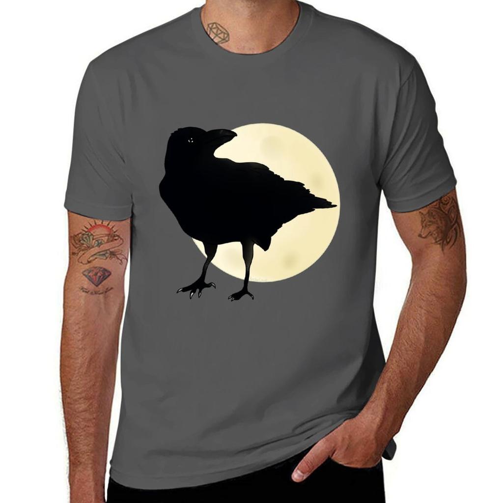 A Crow At Night Tshirt Trendy Print Short Sleeve Tshirt