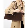 Niche Suede Leather Bag, Women's Retro Large Capacity Handbag, Simple Commuting Shoulder Bag, Tote Bag