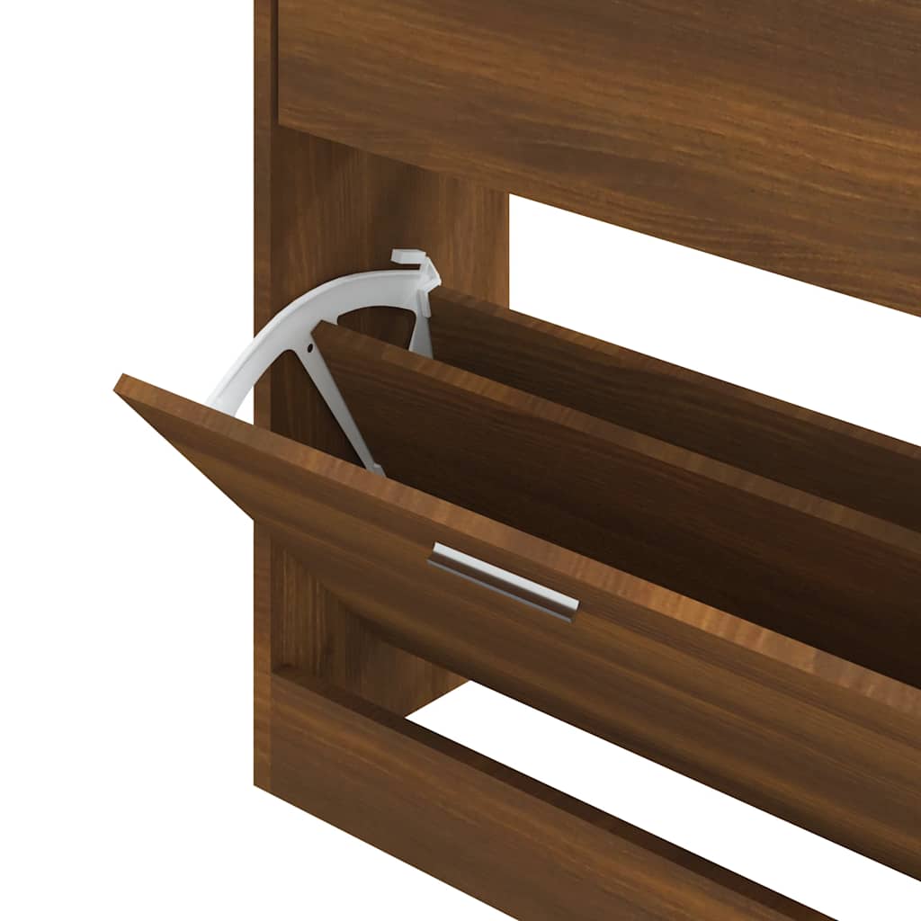 Shoe Cabinet in Brown Oak Effect 63 x 24 x 81 cm Particleboard