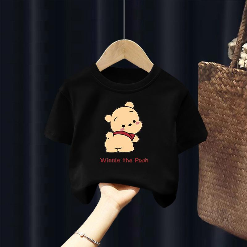 Children's Short-sleeved T-shirt Bear Summer Style Cartoon Top Loose Bottoming Shirt for Large, Medium and Small Children