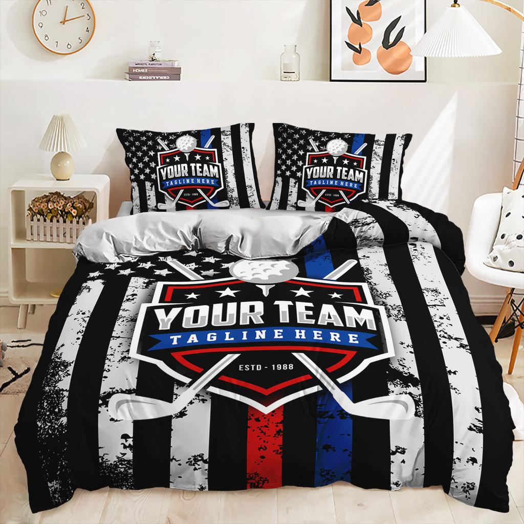 Baseball Sports Pattern Printing Quilt Cover Pillowcase 3D Digital Printing Three-Piece Set
