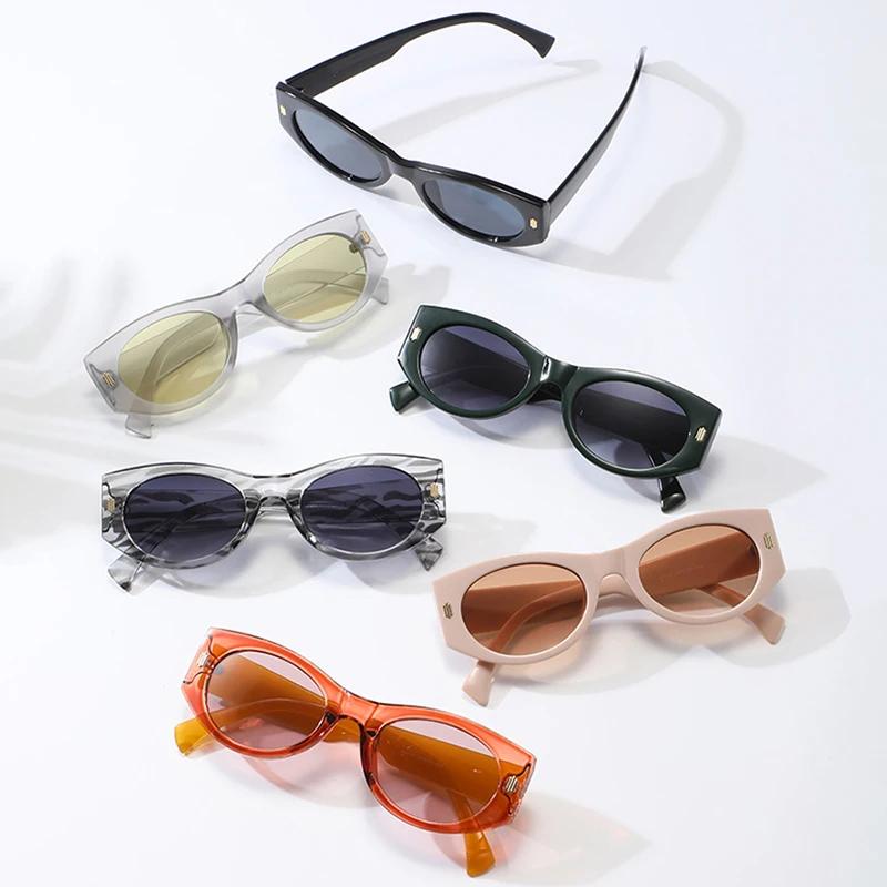  New Fashion Cat Eye Women Luxury Sunglasses Retro Rivets Men Gradient Shades UV400 Sun Glasses