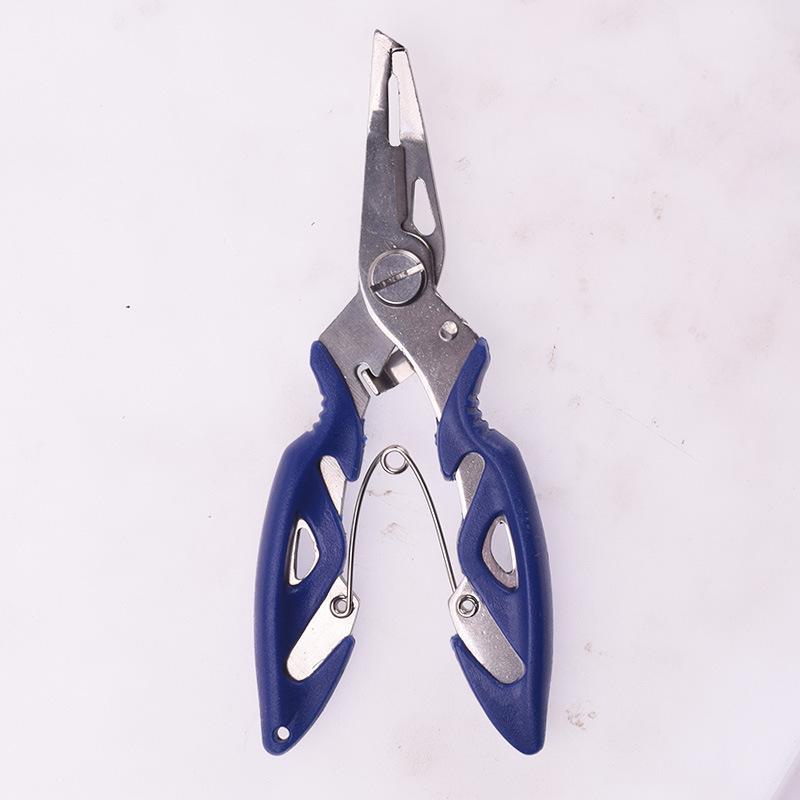Stainless Steel Fishing Pliers: Small, Multi-purpose for Hook Removal & Crimping - Includes Line Scissors синий