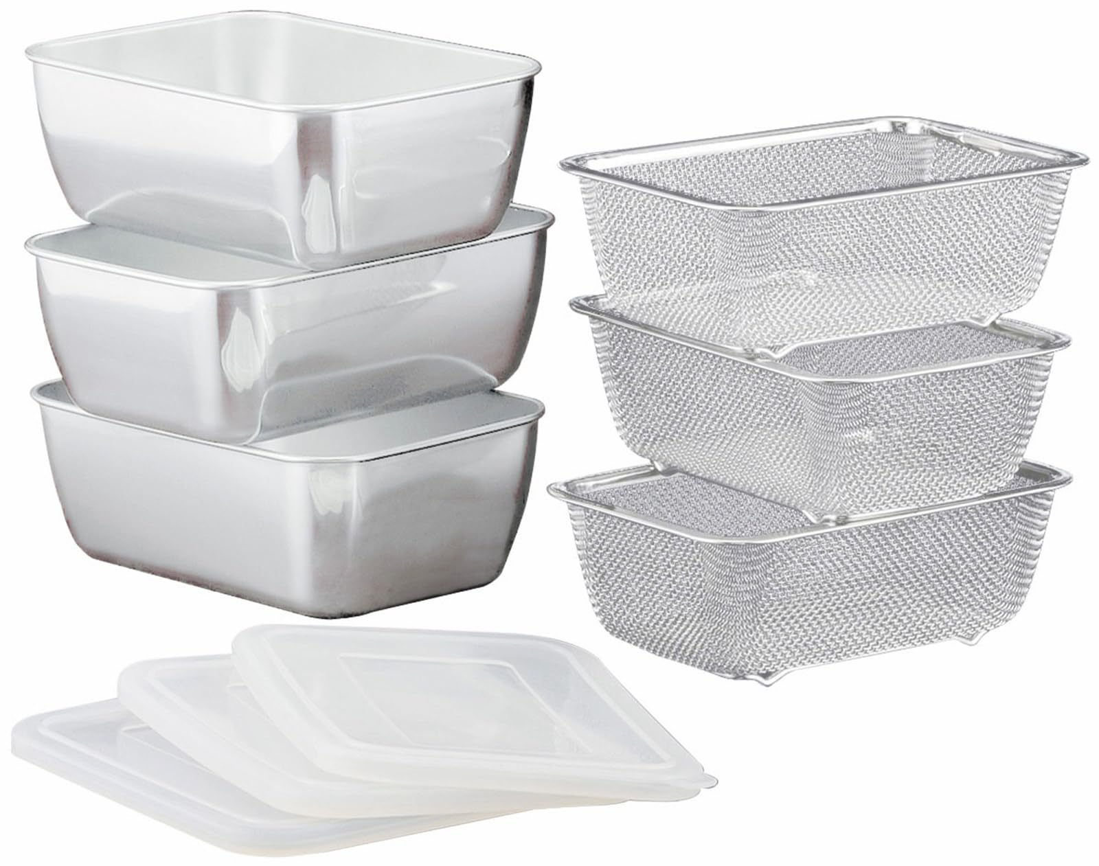 

Shimomura Planning Storage Square Colander Set of 3 in Dishwasher Convenient for Space Rust Temporary Colander with Stainless Tsubame Sanjo 43377