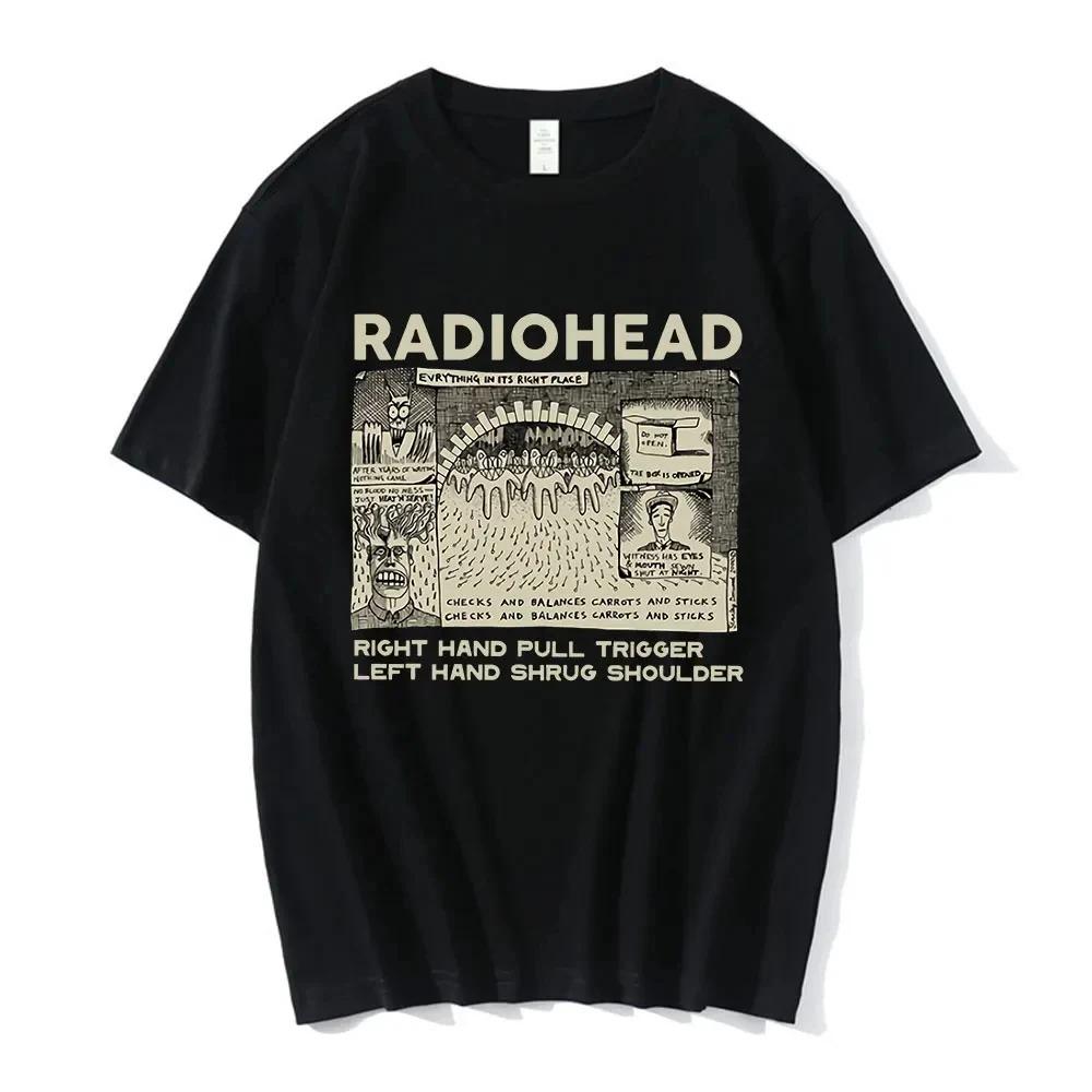 Retro Rock Band T-Shirt R-radiohead Men T-shirts Hip Hop The Bends Music Album Print Tee Shirt Oversize Top Daily Streetwear Tee