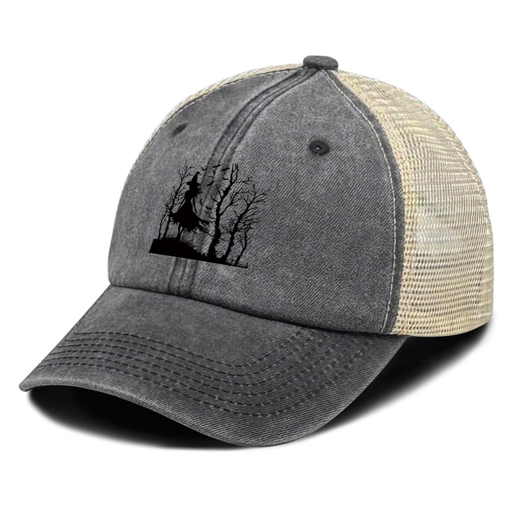 Black Grim Reaper And Tree Printed Baseball Cap Adjustable Mesh Unisex Fashion Hat For Women Unisex Street Style Travel Sports