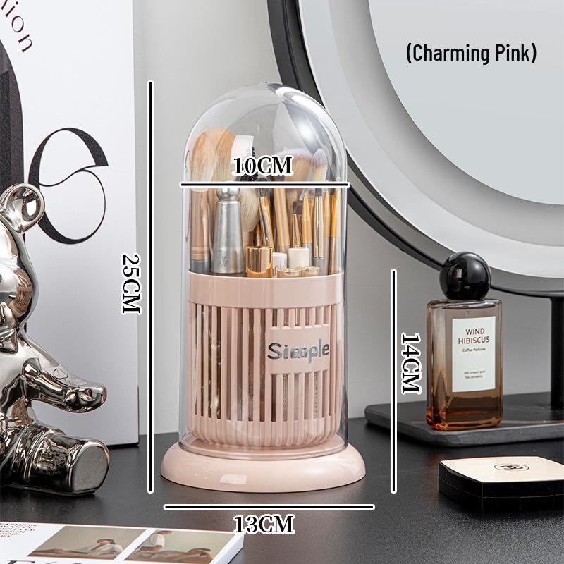 Rotating Makeup Storage Tube: Dustproof Vanity Organizer with Lid for Lipstick, Eyeshadow Brushes & Eyebrow Pencils