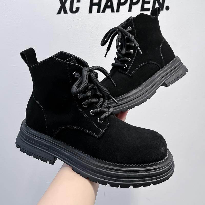 Martin Boots Herren Herbst und Winter Paar High-Top Workboots Britischer Stil Mid-Top Mattlederstiefel Tide 24458-A