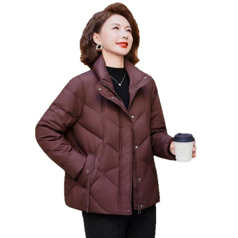 Winter White Duck Down Padded Jacket, New Solid Color 0 Down Jacket Women
