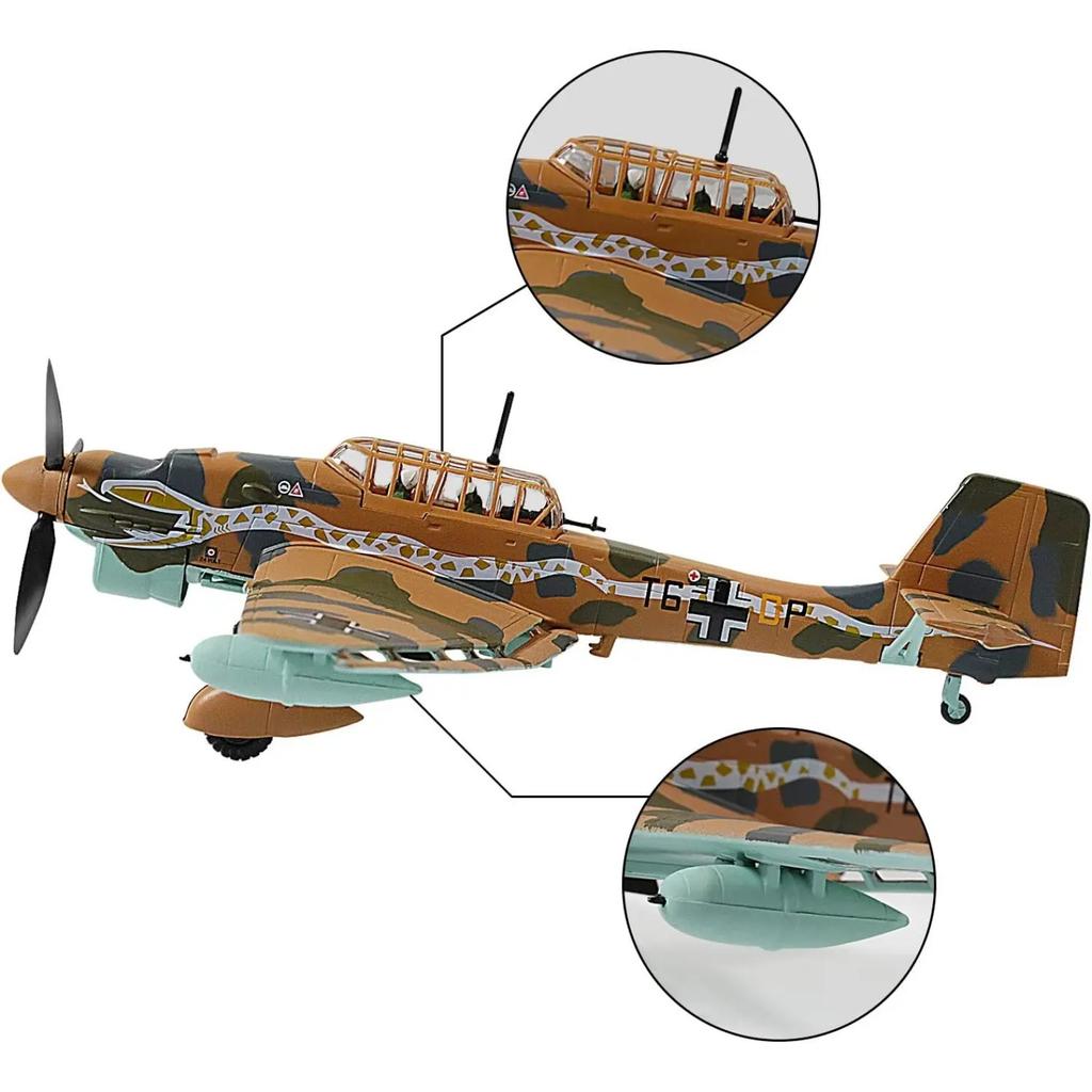 1/72 Ju 87 Stuka Metal Dive Bomber Model German WWII Military Diecast Ground Attack Aircraft Model for Collection or Gift