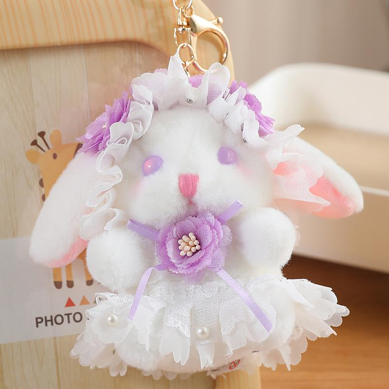 Lolita Rabbit Cute Plush Toy Bow Tie Ribbon Send Girlfriend Pendant Doll Grab Machine Doll Gift