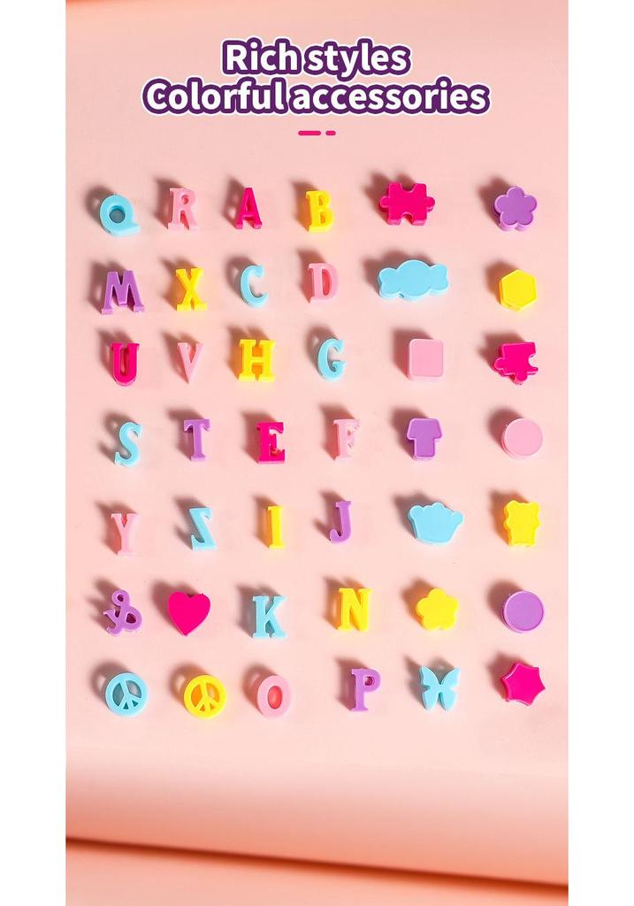 Kinder DIY Armband & Fußkettchen Set mit Perlen: Cartoon-Buchstaben-Schmuckspielzeug für Mädchen