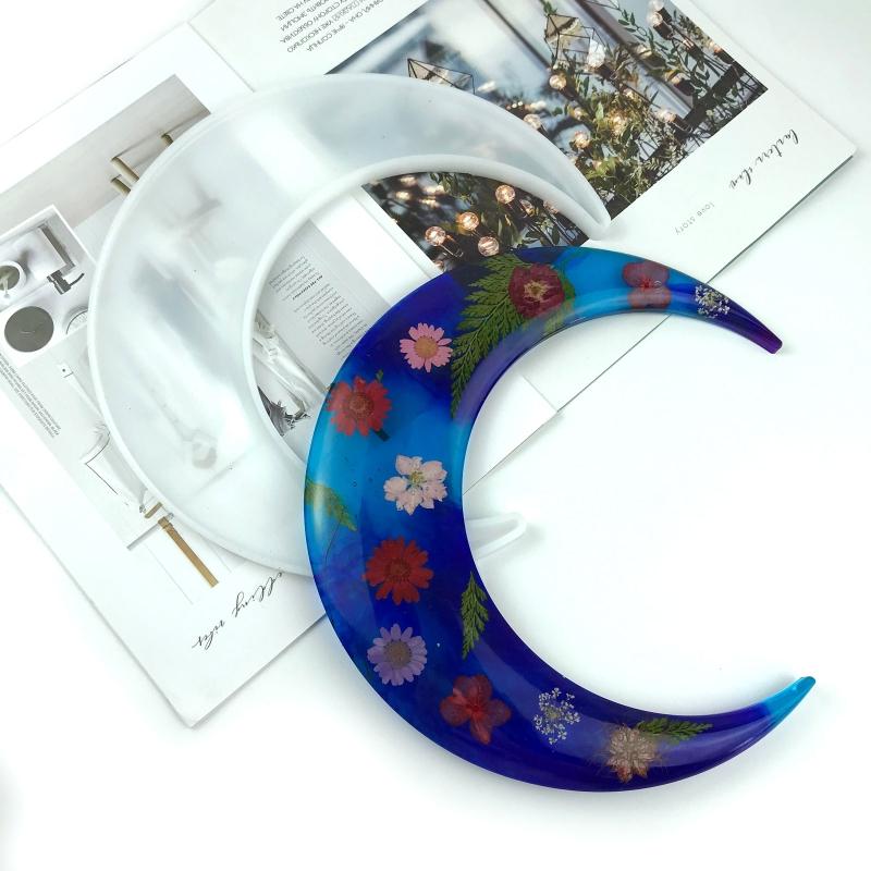 Diy Crystal Epoxy Mold Wall Decor Pendant Jewelry Mold Hanging Pendant Decoration Witch Moon Mirror Silicone Mold