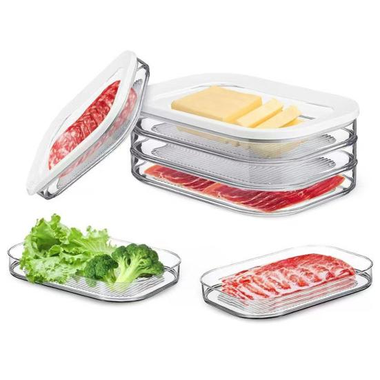 Crisper Box Stackable Design Transparent Food Storage Container with Sealed Lid Fruits Vegetables Meat Snacks Fridge Organization