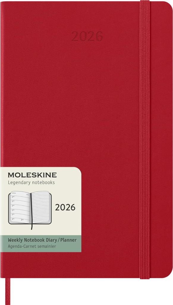 Moleskine 2026 January Weekly Large Size x Scarlet DHF212WN3Y26 Planner, Start, 12-Month Diary, (13cm 21cm), Hardcover, Red,