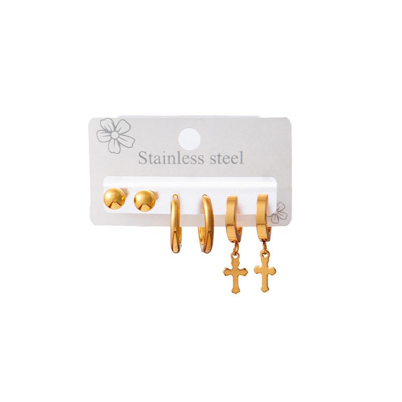 High Quality Silver Drop Earrings Set Three Pairs One Card. Unisex Flower Shape Party Wear Fading Resistant Bean Earrings