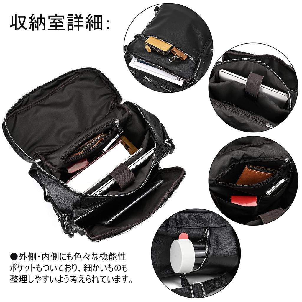 Luufan Men's Genuine Leather Backpack, A4 Size, Large Capacity, Fits 15.6-inch Laptops, Box-Shaped, Waterproof, Perfect for Commuting and School