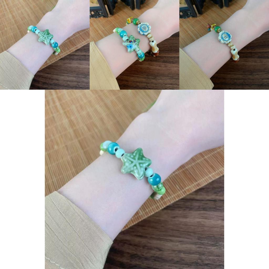 Unique Sweet Cool Starfish Bracelet Featuring Stylish Ceramic Beads For Fashionable Women
