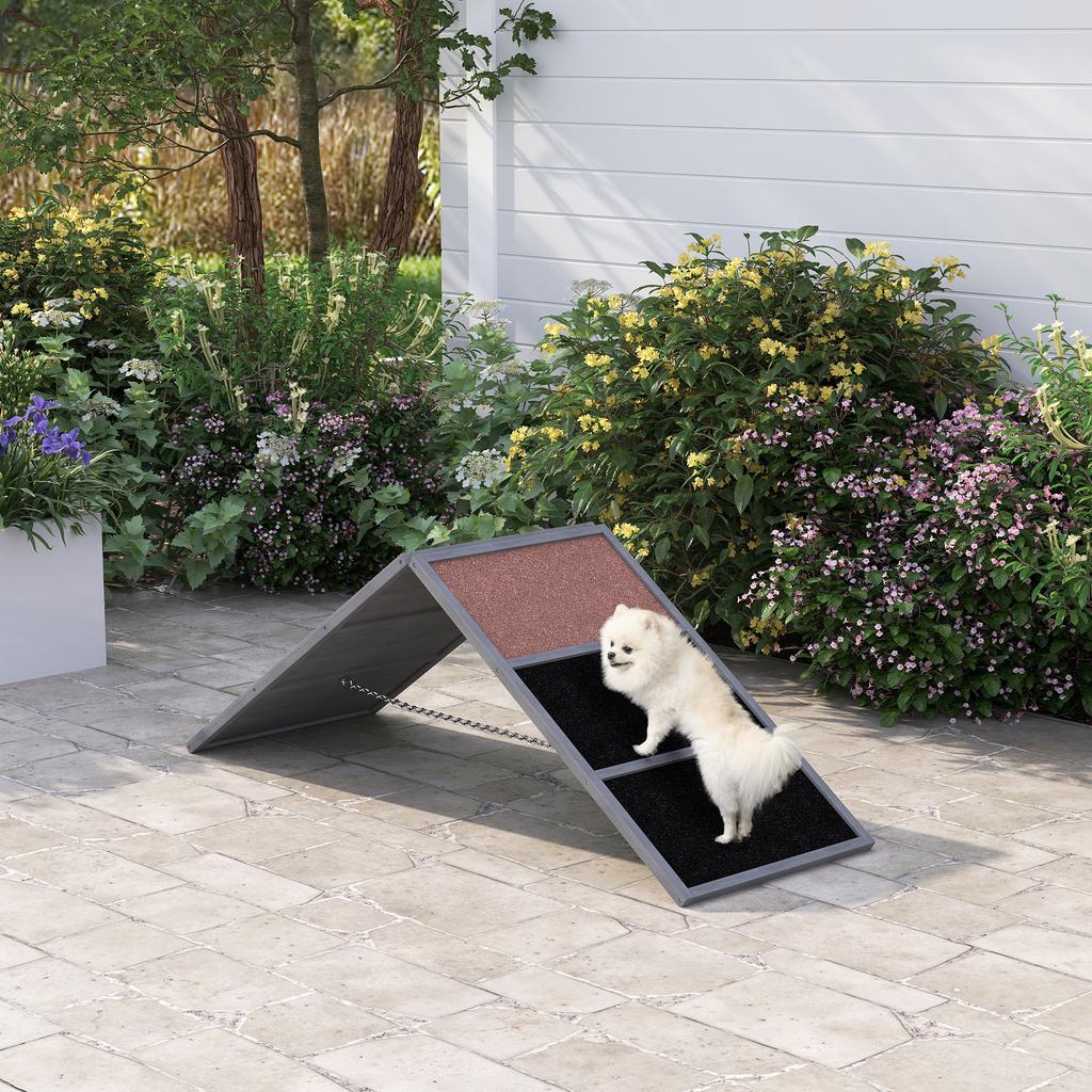 Tavola per Agility del Cane, Attrezzatura per Agility Regolabile in Altezza con Superficie Antiscivolo, fino a 40 kg, 173x59x66cm, Grigio