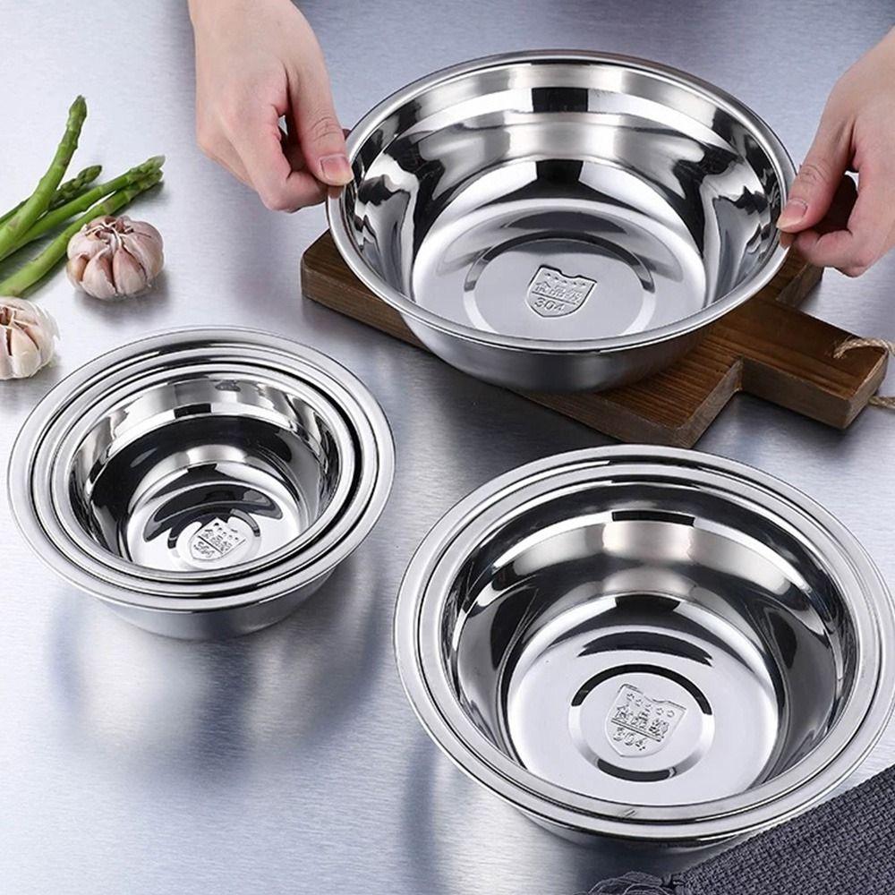 New Round 304 Stainless Steel Bowls Thicken Multiple Sizes Prep Bowls Serving Bowls