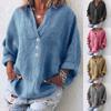 Women's Fashion Casual Solid Color Print Long Sleeve V Neck Blouses & Shirts